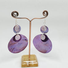 Load image into Gallery viewer, Shell earrings, Large drop- Purples and light Pink
