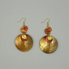 Load image into Gallery viewer, Shell earrings, Large drop- Orange, Yellow/ Gold and Red
