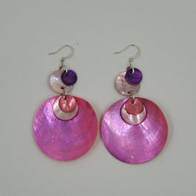 Load image into Gallery viewer, Shell earrings, Large drop- Pinks and Purple
