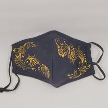 Load image into Gallery viewer, Hand painted face mask - henna inspired designs that look like jewelry. 100% cotton - Washable, breathable, and Foldable. Made in the USA