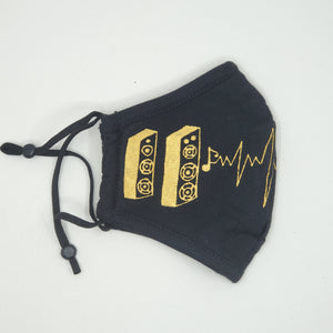 Hand painted face mask - speakers and the heartbeat of music. 100% cotton - Washable, breathable, and Foldable. Made in the USA