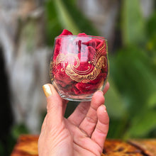 Load image into Gallery viewer, Hand Painted Goddess symbol with moon cycles- Candle holder for your Altar or Shrine with intricate gold henna inspired designs