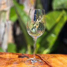 Load image into Gallery viewer, Hand Painted Sacred Goddess Chalice Wine Glass . Goddess figure with moon cycles and intricate gold 'henna inspired' designs.
