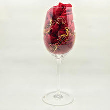 Load image into Gallery viewer, Hand Painted Sacred Goddess Chalice Wine Glass . Goddess figure with moon cycles and intricate gold 'henna inspired' designs.