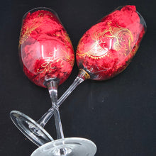 Load image into Gallery viewer, Hand Painted Crystal wine glass. Intricate gold henna inspired art winding around the entire glass.