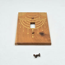 Load image into Gallery viewer, Hand Painted Cherry wood Switch / Cover / Wall plate for Toggle switch - Midsized. Gold henna inspired designs on solid wood