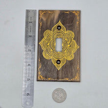 Load image into Gallery viewer, Hand Painted Walnut wood Switch / Cover / Wall plate for Toggle switch - Midsized. Gold henna inspired designs on solid wood
