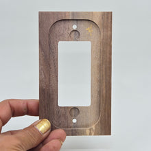Load image into Gallery viewer, Hand Painted Walnut wood Switch / Cover / Wall plate for Paddle switch or decora outlet -Midsized. Gold henna inspired designs on solid wood
