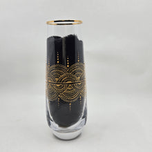 Load image into Gallery viewer, Hand Painted crystal champagne glasses - intricate henna inspired art in Gold.
