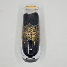 Load image into Gallery viewer, Hand Painted crystal champagne glasses - intricate henna inspired art in Gold.
