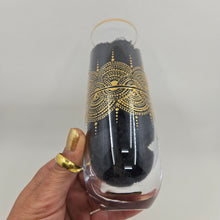 Load image into Gallery viewer, Hand Painted crystal champagne glasses - intricate henna inspired art in Gold.
