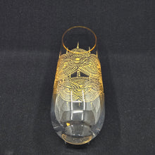 Load image into Gallery viewer, Hand Painted crystal champagne glasses - intricate henna inspired art in Gold.
