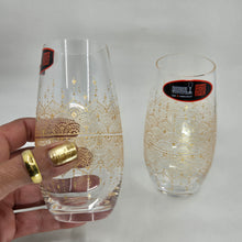 Load image into Gallery viewer, Hand Painted Riedel crystal wine glasses - intricate henna inspired art in Gold.
