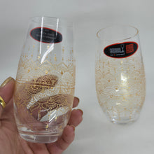 Load image into Gallery viewer, Hand Painted Riedel crystal wine glasses - intricate henna inspired art in Gold.
