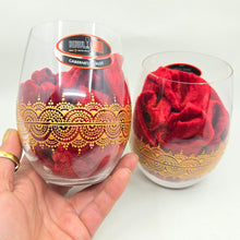 Load image into Gallery viewer, Hand Painted Riedel crystal wine glasses - intricate henna inspired art in Gold.
