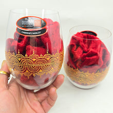 Load image into Gallery viewer, Hand Painted Riedel crystal wine glasses - intricate henna inspired art in Gold.
