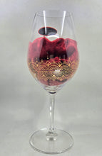 Load image into Gallery viewer, Hand Painted Riedel crystal wine glasses - intricate henna inspired art in Gold.

