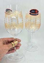 Load image into Gallery viewer, Hand Painted Riedel crystal wine glasses - intricate henna inspired art in Gold.
