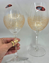 Load image into Gallery viewer, Hand Painted Riedel crystal wine glasses - intricate henna inspired art in Gold.
