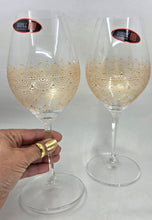 Load image into Gallery viewer, Hand Painted Riedel crystal wine glasses - intricate henna inspired art in Gold.
