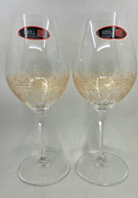 Load image into Gallery viewer, Hand Painted Riedel crystal wine glasses - intricate henna inspired art in Gold.
