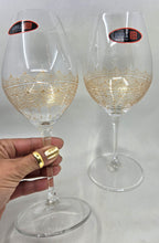 Load image into Gallery viewer, Hand Painted Riedel crystal wine glasses - intricate henna inspired art in Gold.
