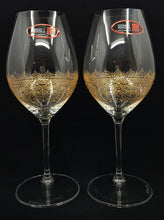 Load image into Gallery viewer, Hand Painted Riedel crystal wine glasses - intricate henna inspired art in Gold.
