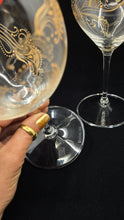 Load image into Gallery viewer, Hand Painted Riedel crystal wine glasses - intricate henna inspired art in Gold.
