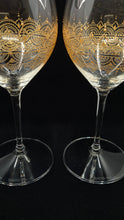 Load image into Gallery viewer, Hand Painted Riedel crystal wine glasses - intricate henna inspired art in Gold.
