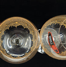 Load image into Gallery viewer, Hand Painted Riedel crystal wine glasses - intricate henna inspired art in Gold.
