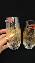 Load image into Gallery viewer, Hand Painted Riedel crystal wine glasses - intricate henna inspired art in Gold.
