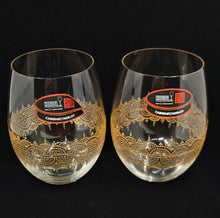 Load image into Gallery viewer, Hand Painted Riedel crystal wine glasses - intricate henna inspired art in Gold.
