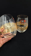 Load image into Gallery viewer, Hand Painted Riedel crystal wine glasses - intricate henna inspired art in Gold.
