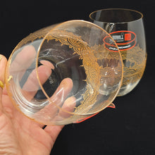 Load image into Gallery viewer, Hand Painted Riedel crystal wine glasses - intricate henna inspired art in Gold.
