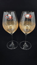 Load image into Gallery viewer, Hand Painted Riedel crystal wine glasses - intricate henna inspired art in Gold.
