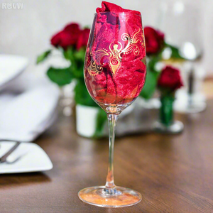 Hand Painted Sacred Goddess Chalice Wine Glass . Goddess figure with moon cycles and intricate gold 'henna inspired' designs.