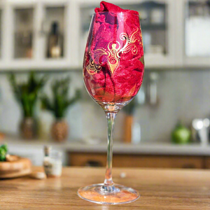 Hand Painted Sacred Goddess Chalice Wine Glass . Goddess figure with moon cycles and intricate gold 'henna inspired' designs.