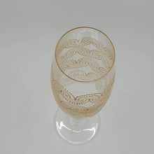Load image into Gallery viewer, Hand Painted Champagne Glass with intricate Gold Bohemian Henna Designs. Elegant and stunning
