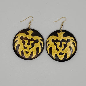 Rasta- Lion of Judah ' gold ' -handpainted wooden earrings