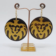 Load image into Gallery viewer, Rasta- Lion of Judah &#39; gold &#39; -handpainted wooden earrings

