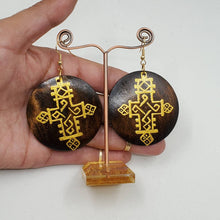 Load image into Gallery viewer, Ethiopian/ Coptic Cross - Hand painted wood earrings
