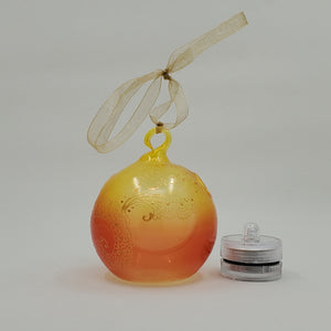Hand painted and stained ornament/mini lantern in orange and yellow