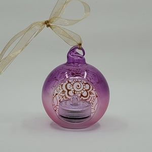 Hand painted and stained ornament/mini lantern in purple and pink