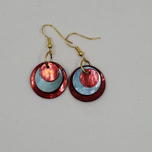 shell earring, circle- Blue and Red