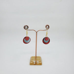 shell earring, circle- Blue and Red