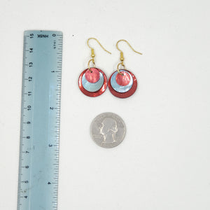 shell earring, circle- Blue and Red