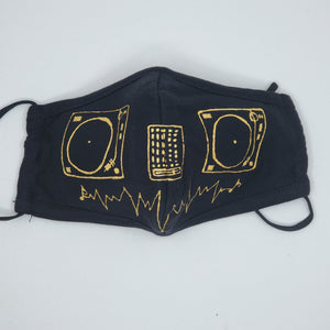 Hand painted face mask - DJ Face. 100% cotton - Washable, breathable, and Foldable. Made in the USA