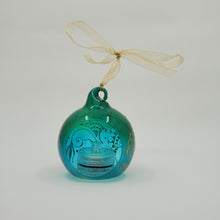 Load image into Gallery viewer, Hand painted and stained ornament/mini lantern in green and blue
