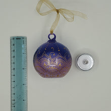 Load image into Gallery viewer, Hand painted and stained ornament/mini lantern in purple and blue
