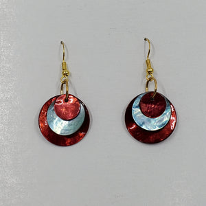 shell earring, circle- Blue and Red